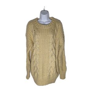 Unif X Urban Outfitters Chunky Cable Knit Sweater Women's Sz M Cream Fisherman